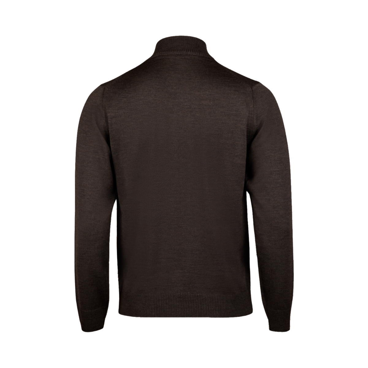 Sweater Knitted Half Zip Merino - Dark Brown Stripe