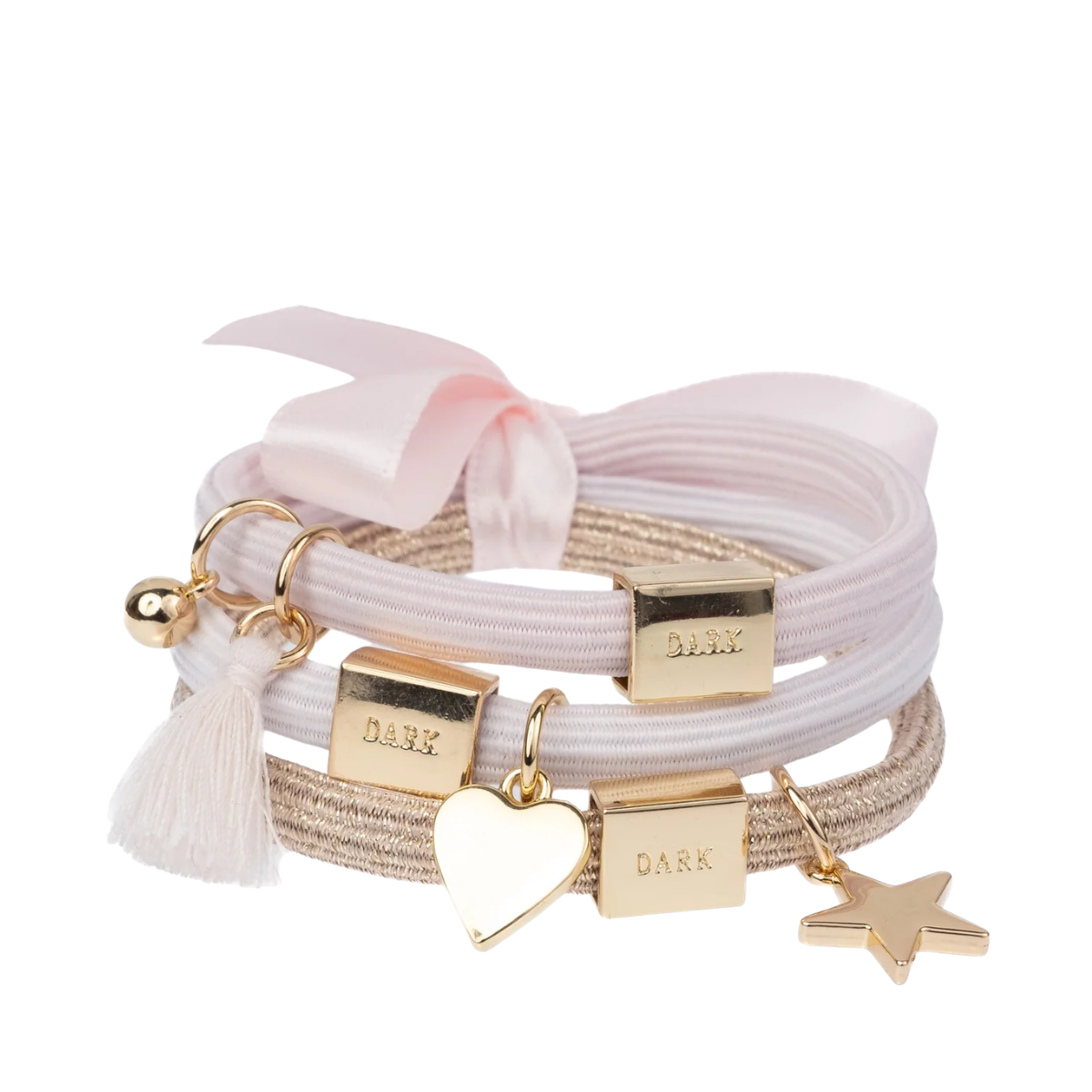 Hair Ties 3 pk Charm Combo - Roses W/Gold