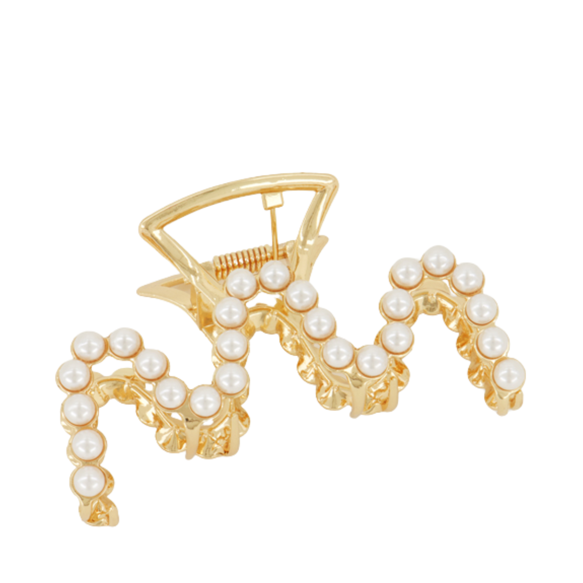 Hairclip wokkel gold pearls - Gold