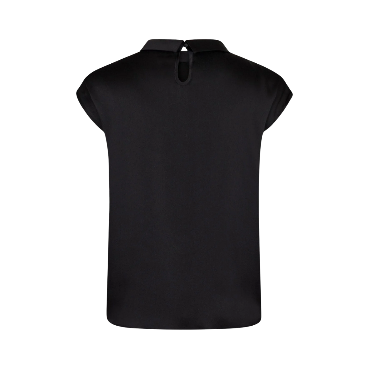 Fleur Drapy Satin Blouse - Black