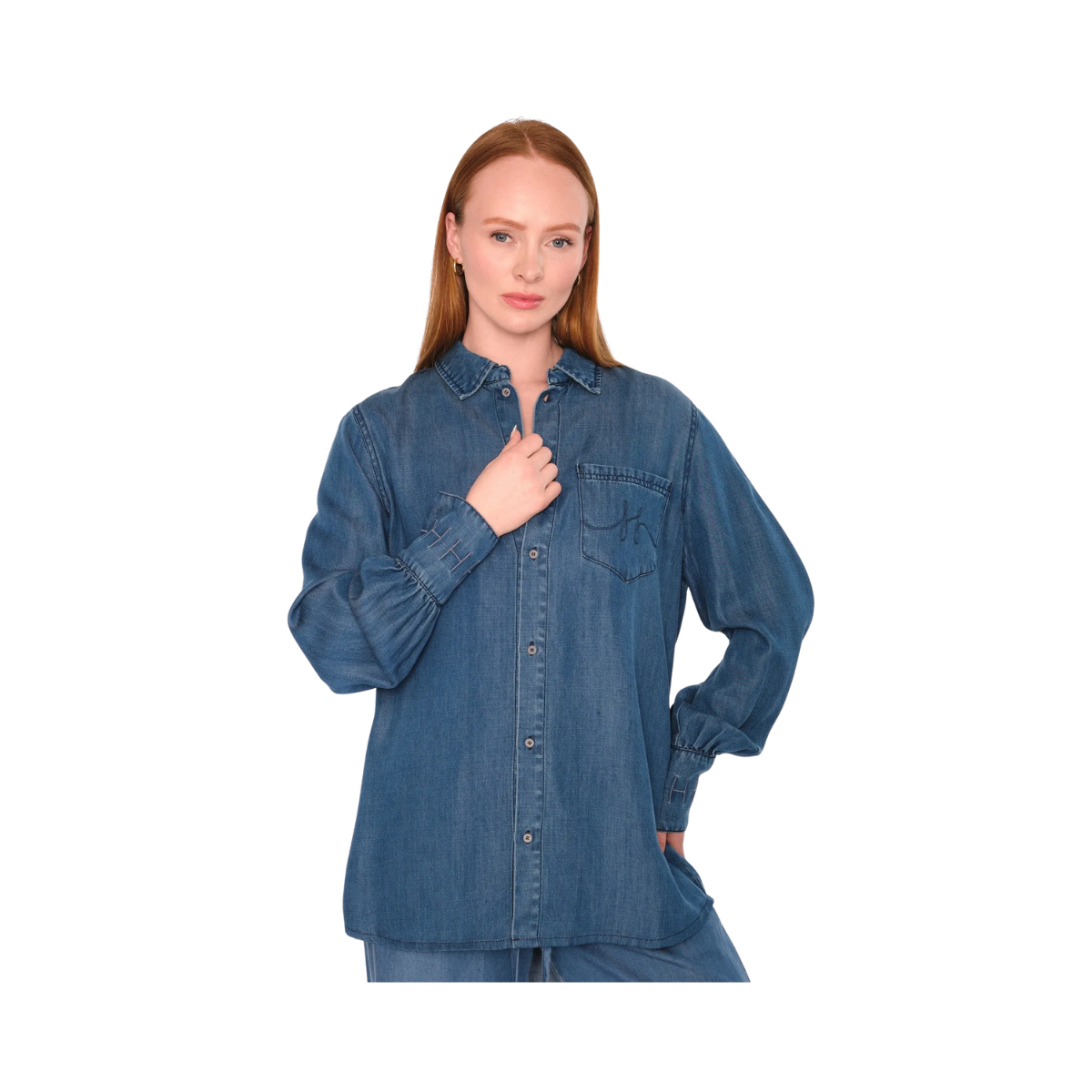 Scarlett Shirt - Medium Wash Blue Denim