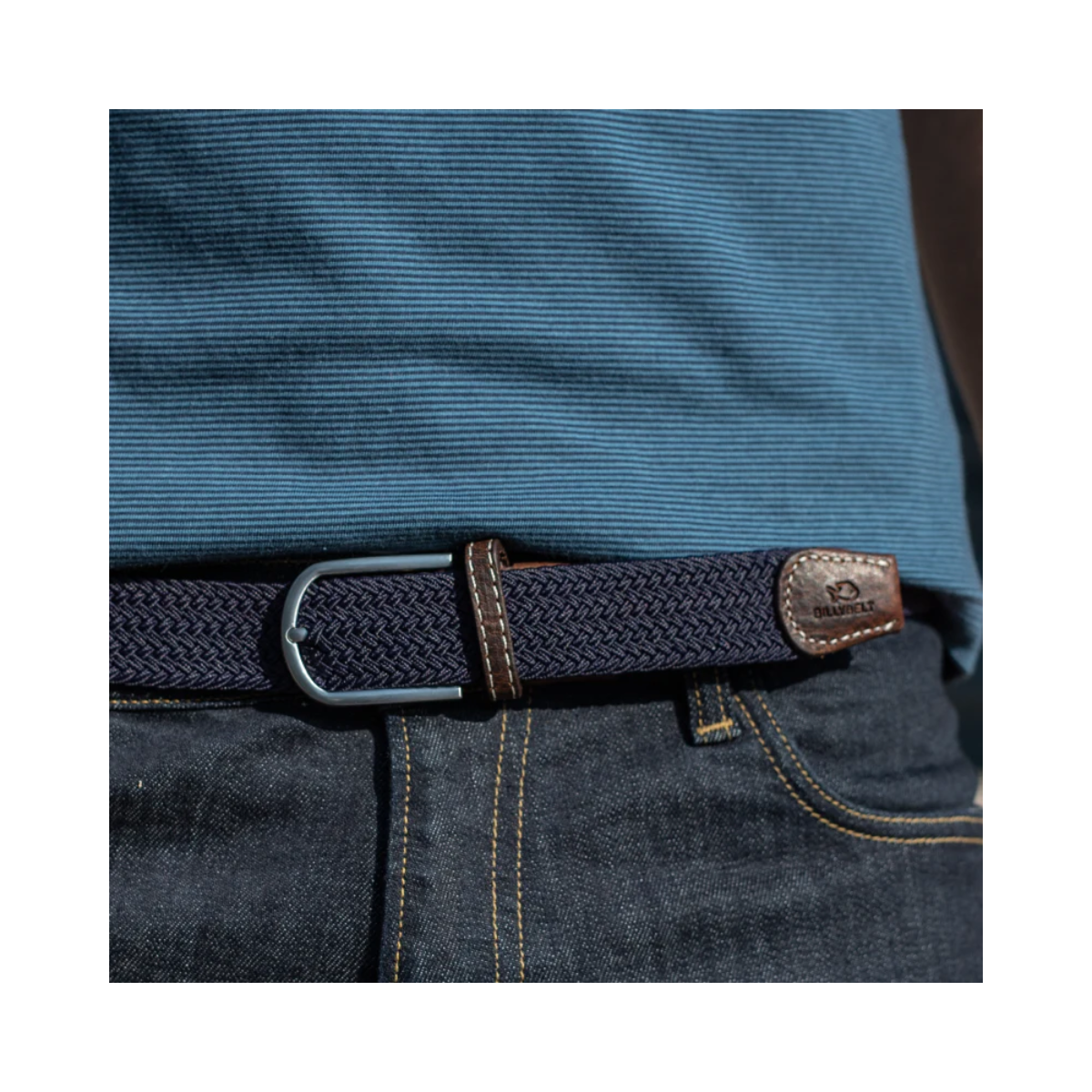 WOVEN ELASTIC BELT - Navy Blue