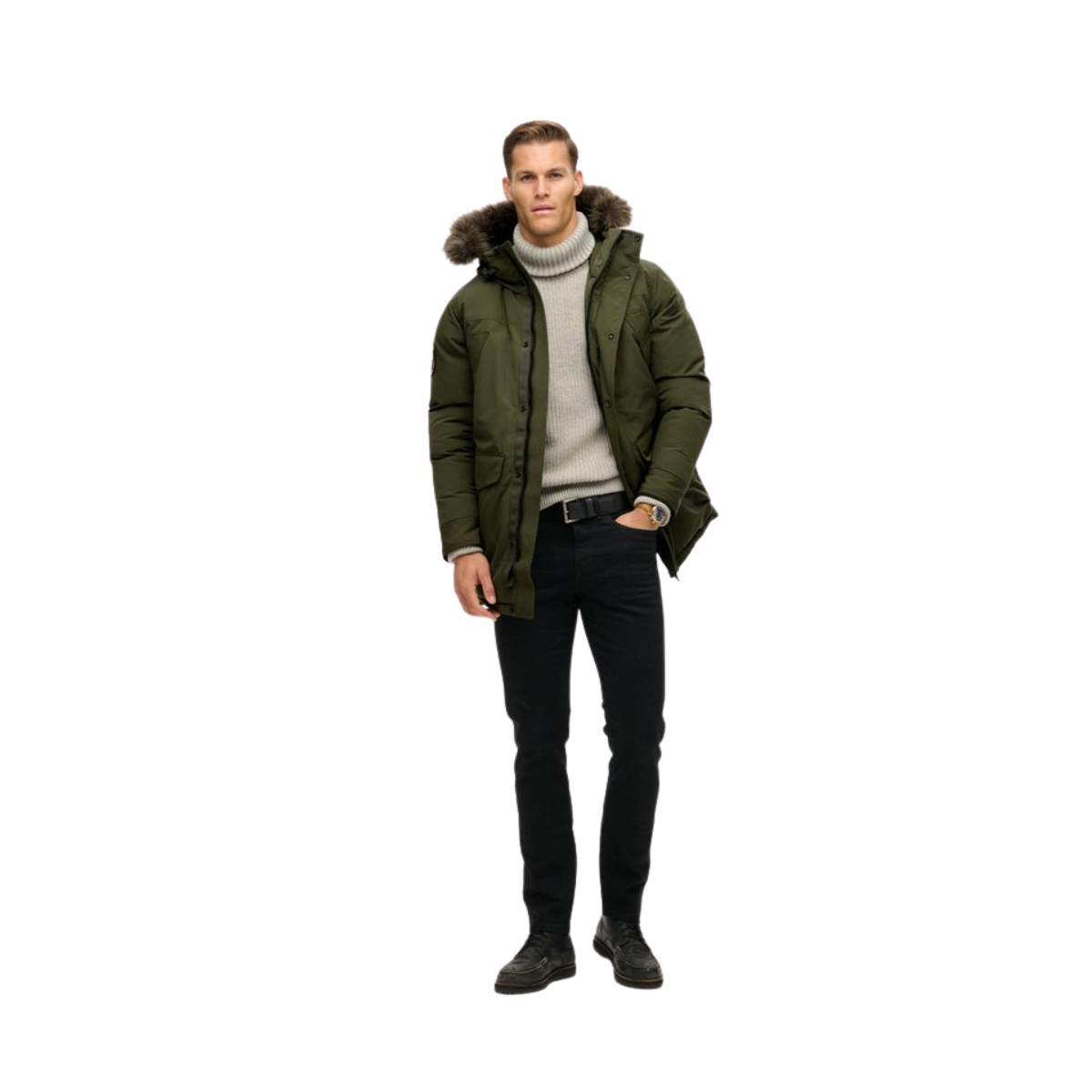 Everest Faux Fur Parka Jacket - D8B Army Khaki Green