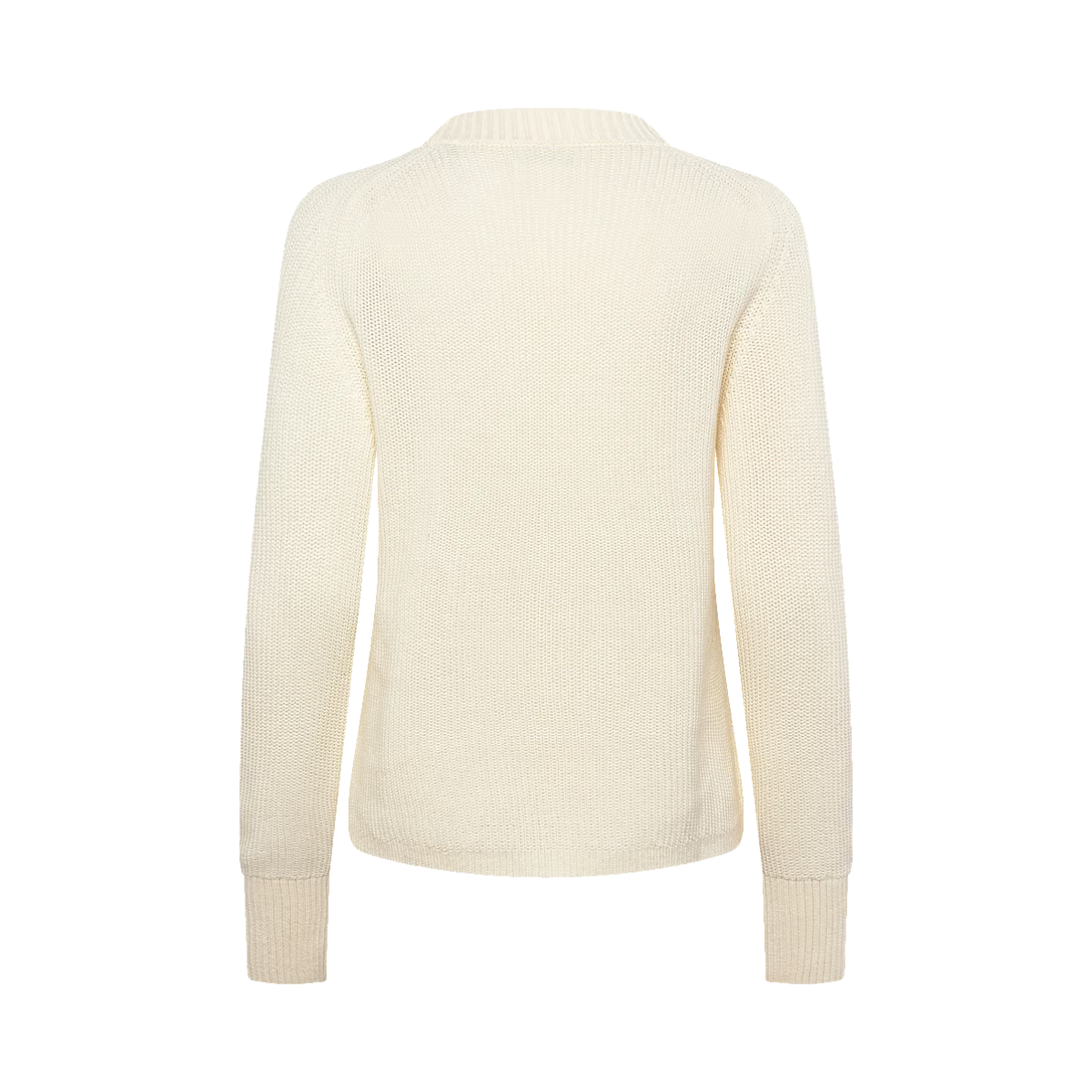 Ribbed Knit Cotton C-Neck - Cream