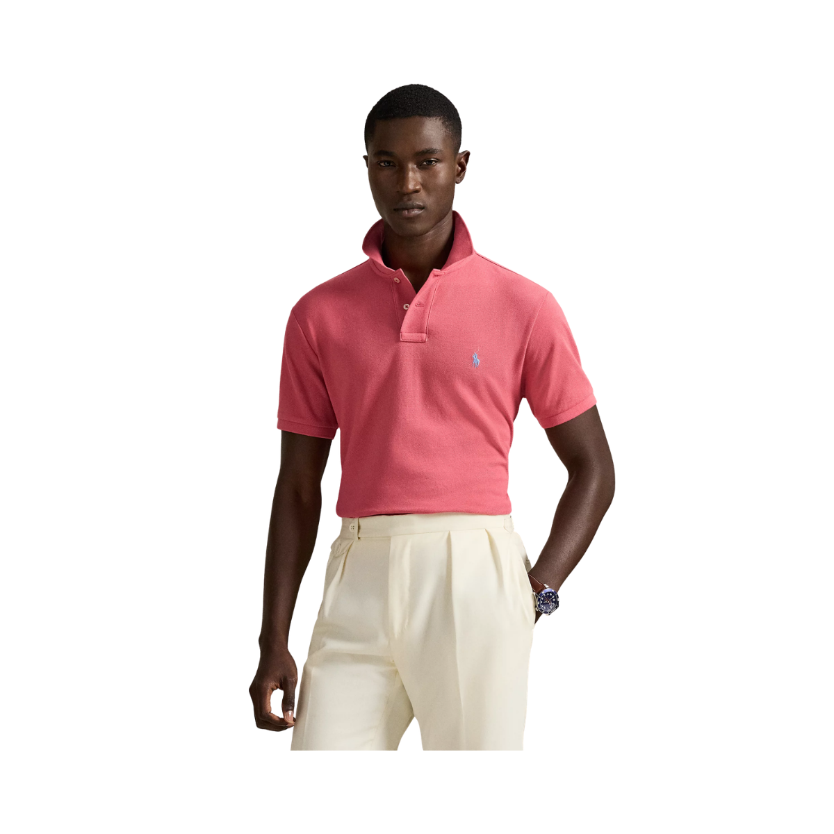 Custom Slim Fit Mesh Polo Shirt - Red Sky