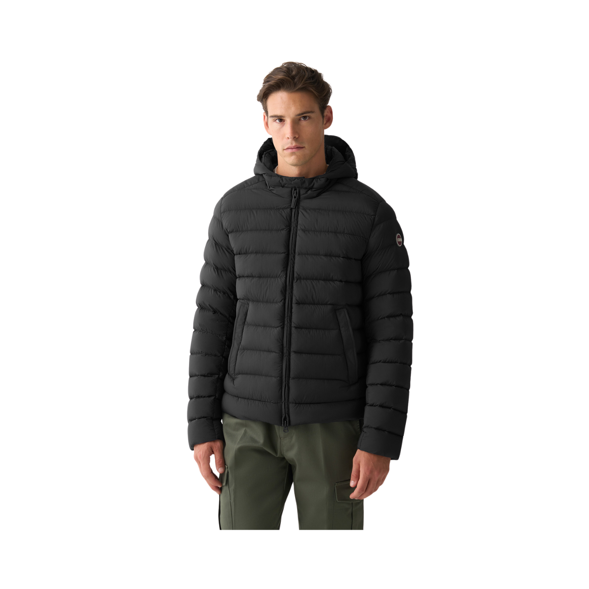 Mens Down Jacket with Hood - Black-Vulcan