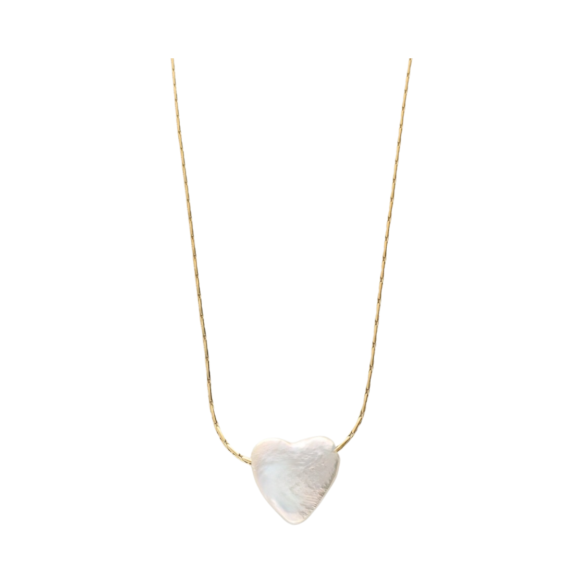 Minimalist Necklace with Heart Pearl - Gold