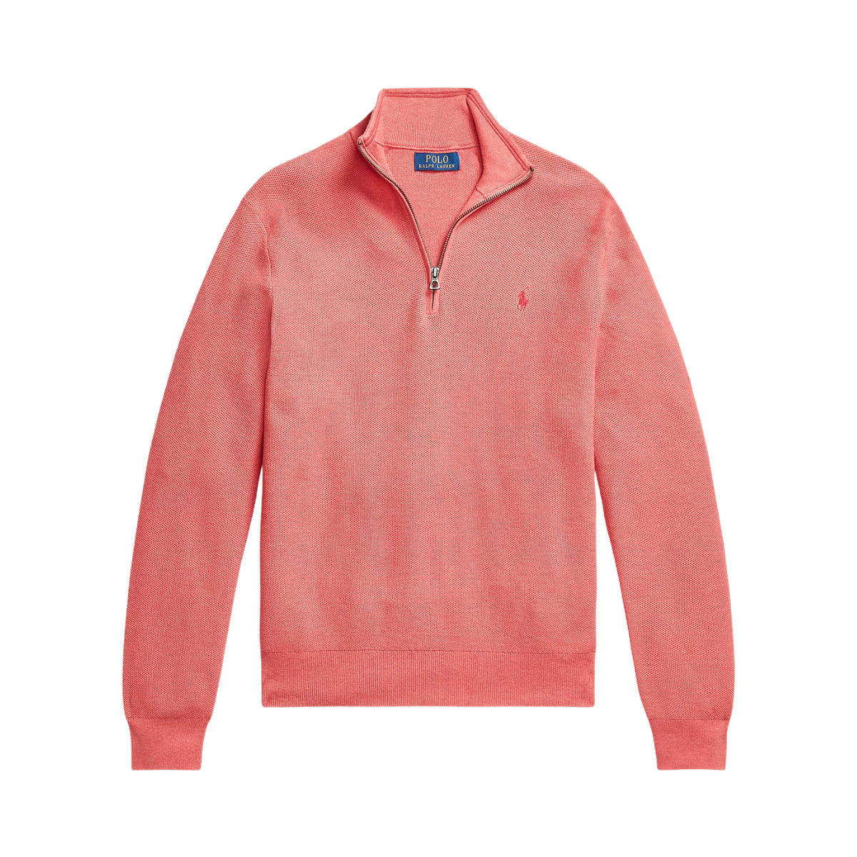 Knit Cotton Quarter-Zip Sweater - Cherry Pink