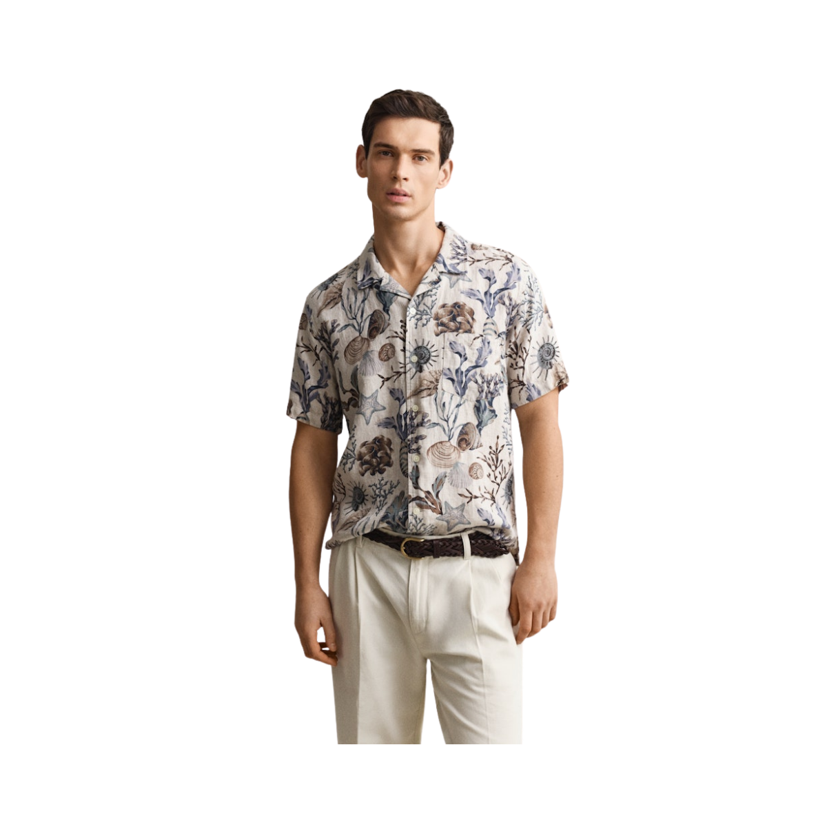 Aop Camp Collar Shirt - 200 Oat Beige