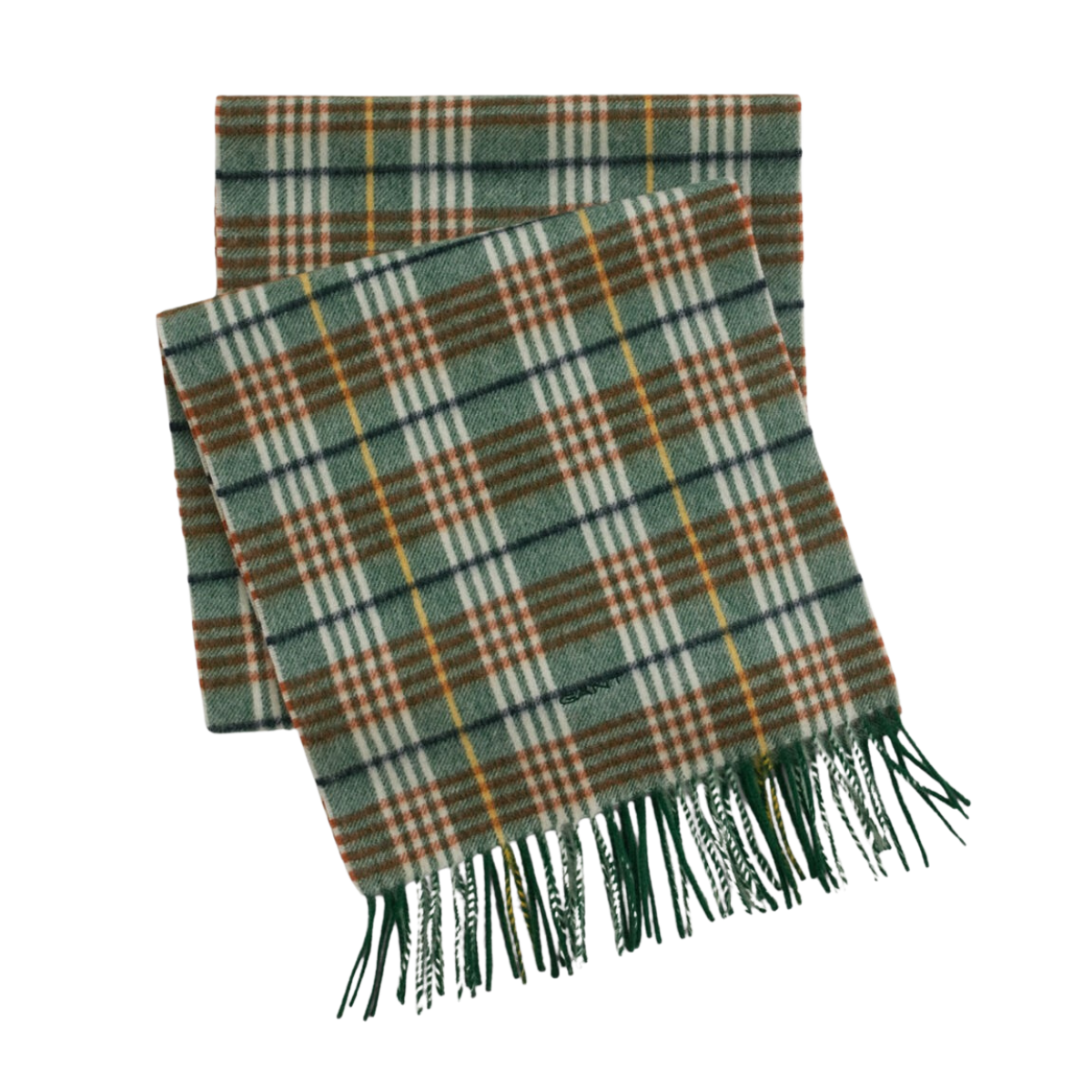 Wool Checked Scarf - 366 Grass Green