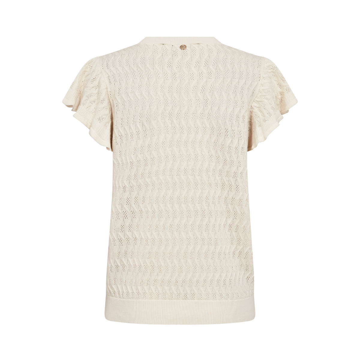 MMGanna Pattern O-Neck Knit Top - Ecru