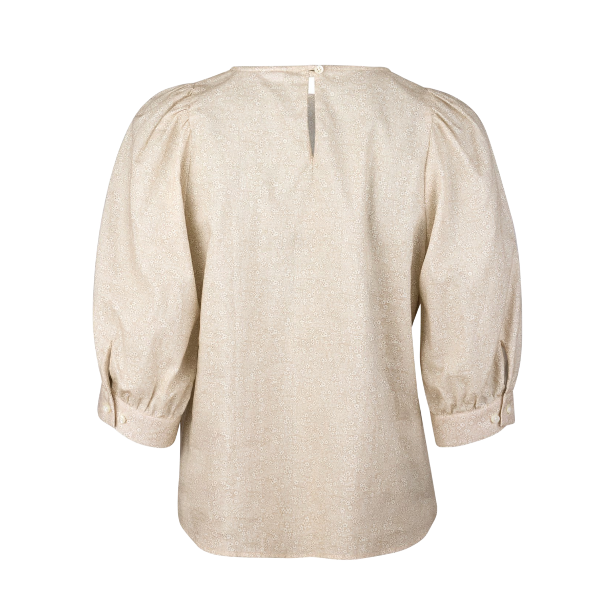 Carmen Blouse Puff Sleeve - Beige pattern