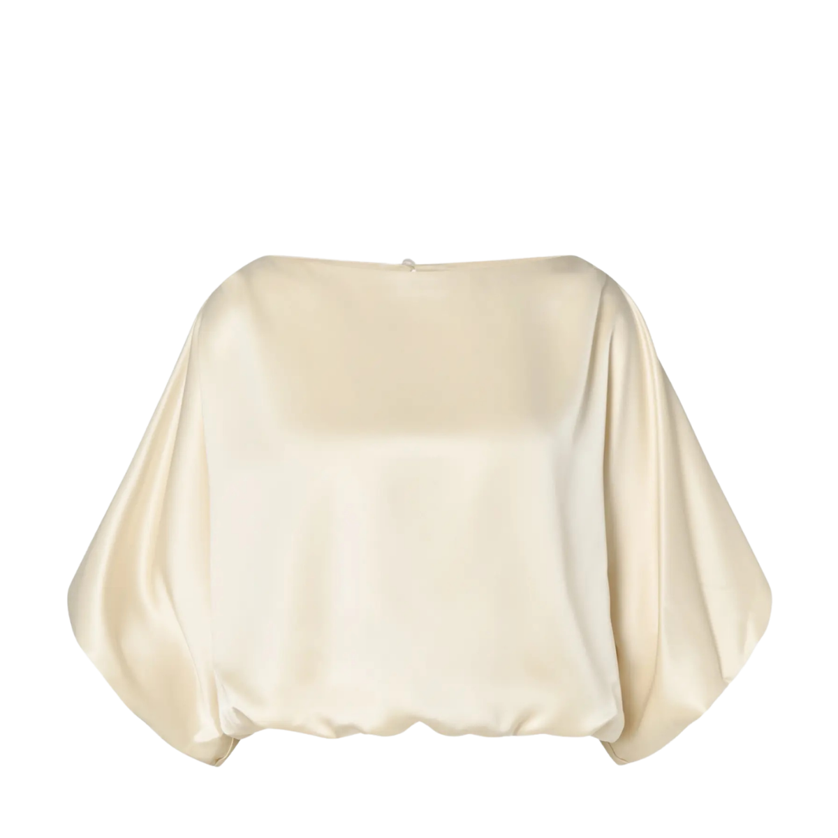 Havanna Boat-Neck Puff-Sleeve Blouse - Pearl