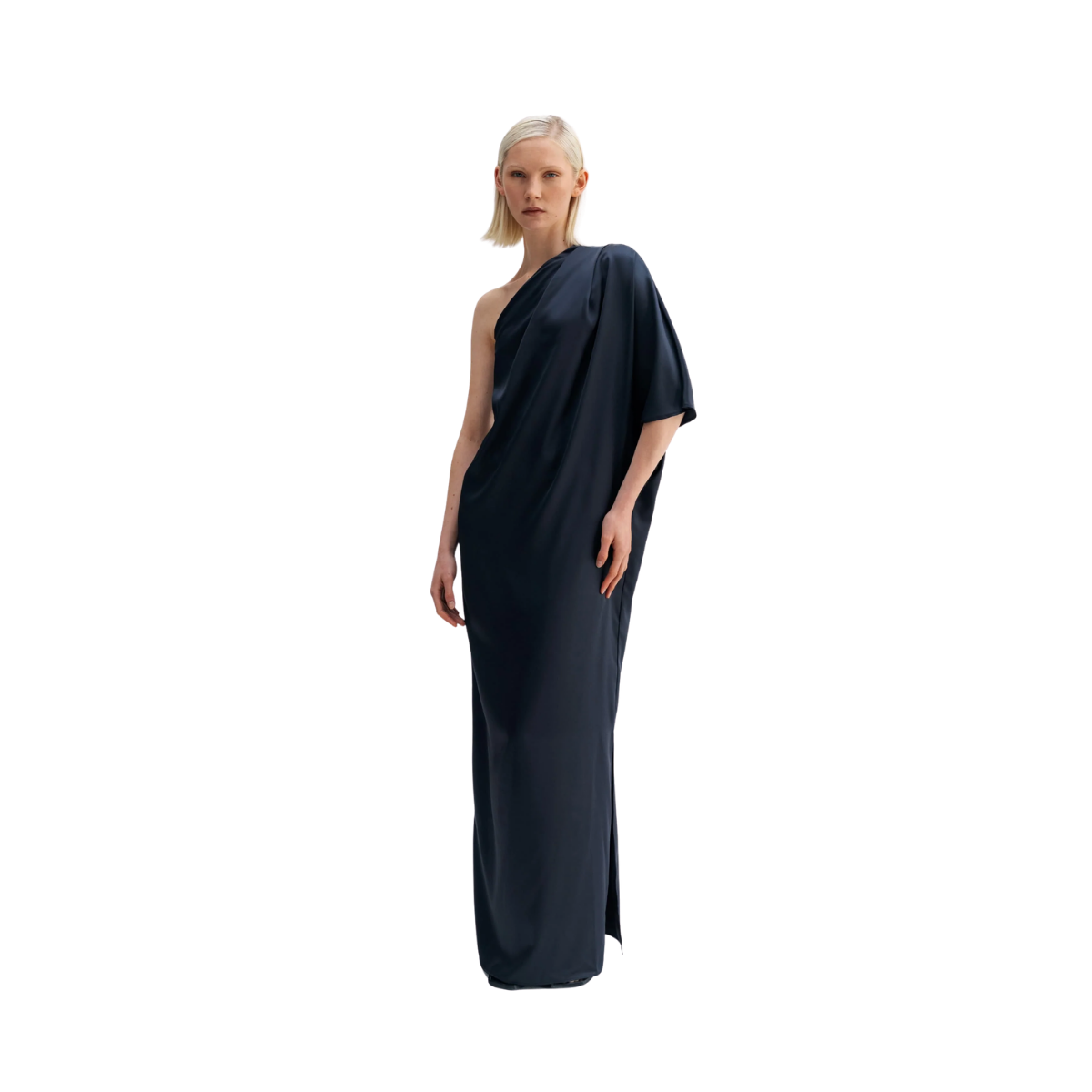 Ella Satin Dress - Blue Grey