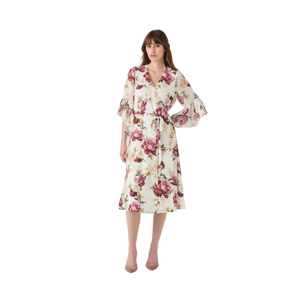 356 PEARL DRESS - CREME RED FLORAL