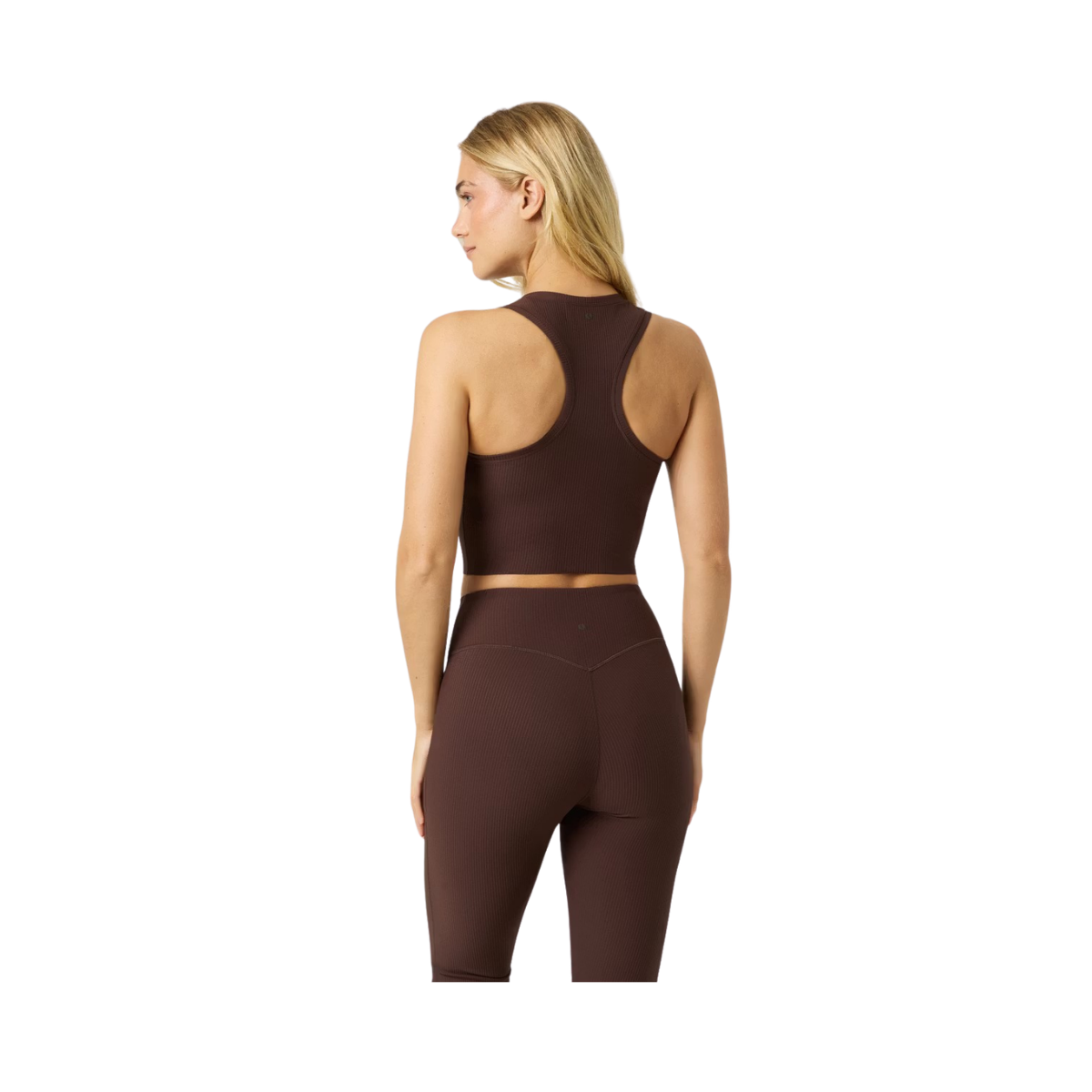 Studio Ribbed Cropped Tank Top - Coffee Bean