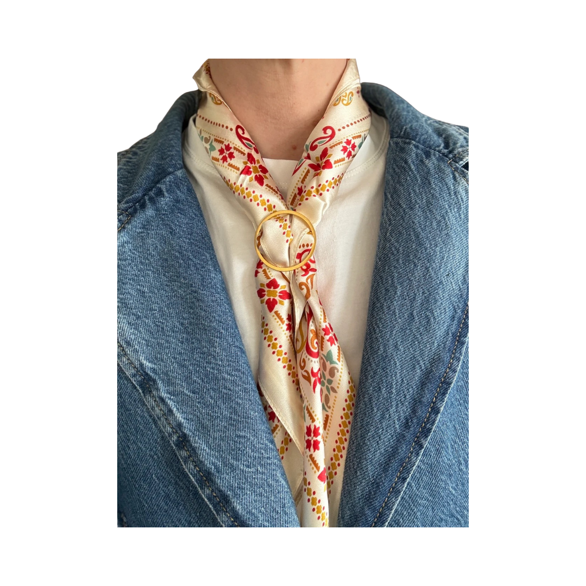 Auteuil Silk Scarf 50x50cm - red