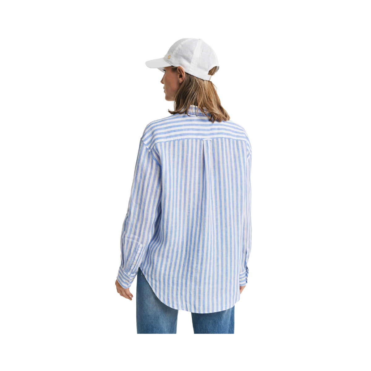 Relaxed Striped Linen Shirt - Perfect Blue