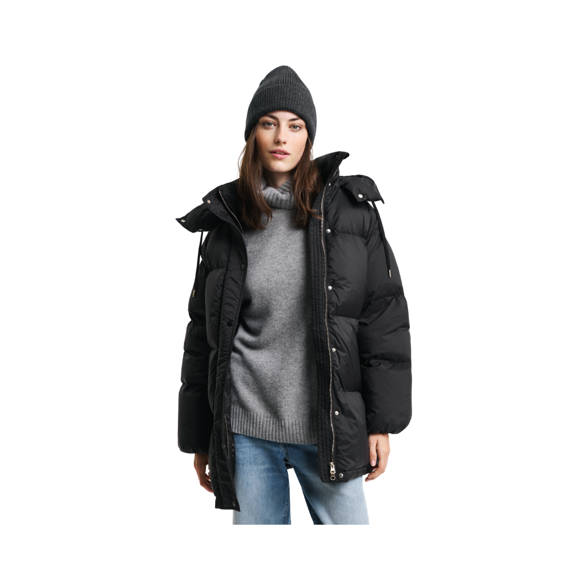 Mid Length Down Jacket - Black