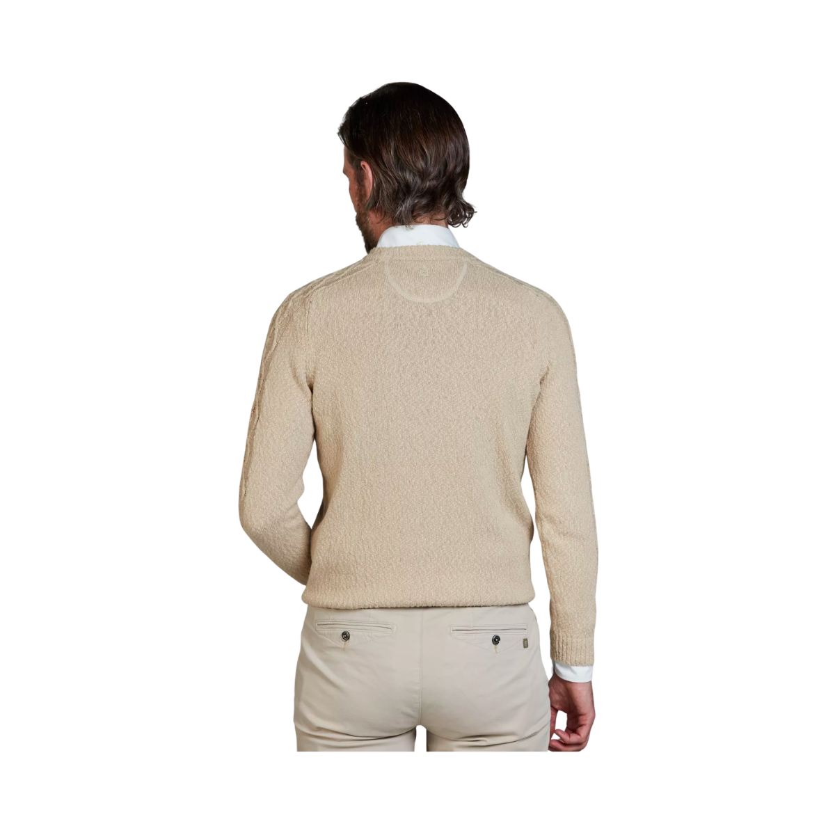 Crew Neck Cable Knit - Sand