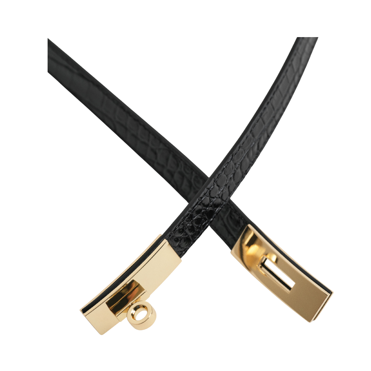 Turnlock Buckle Croco Belt - Black