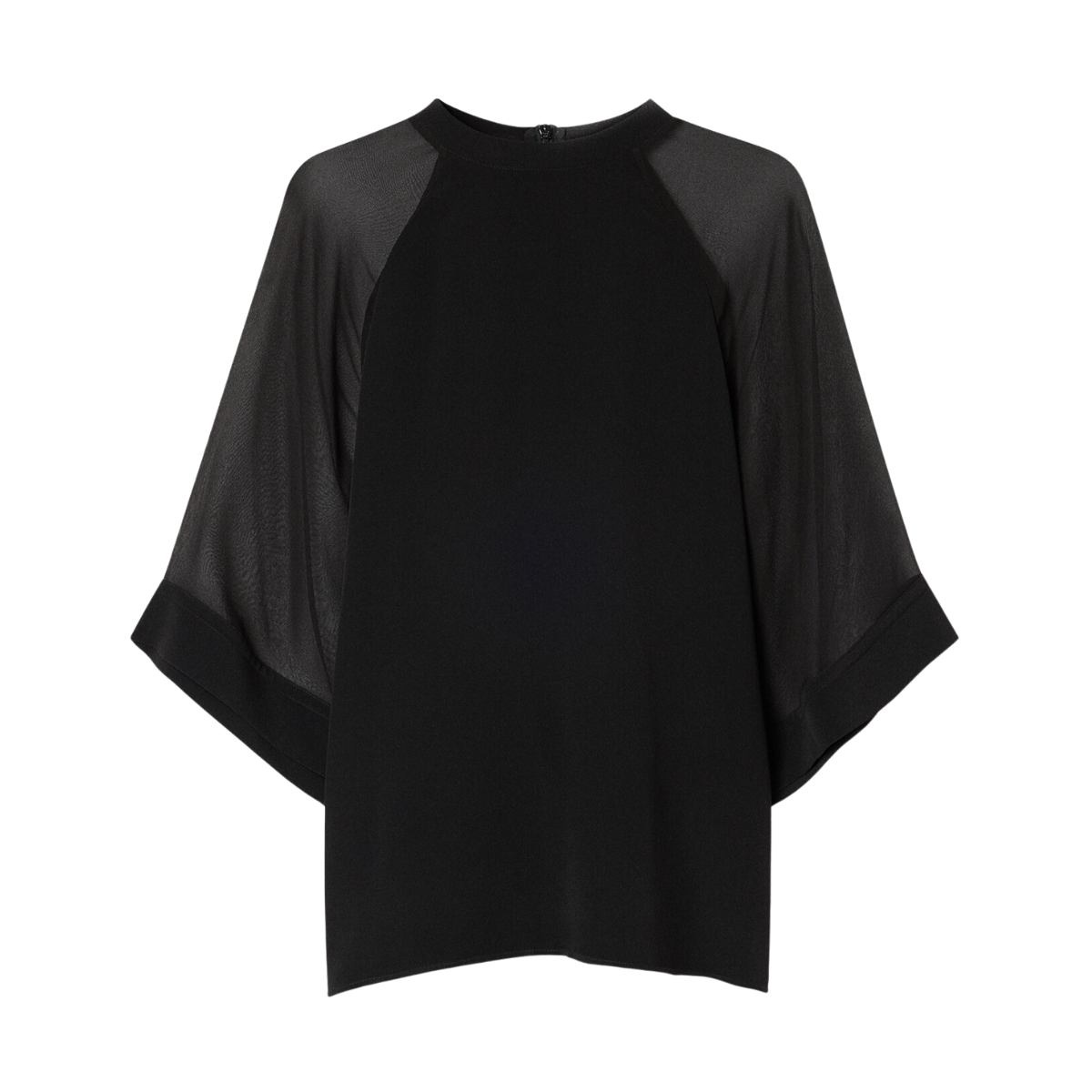Sheer Raglan Blouse - Black