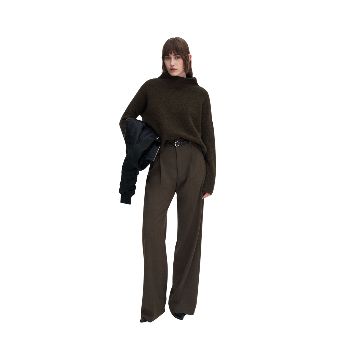 Mika Yak Funnelneck Sweater - 0276 Dark Khaki Green