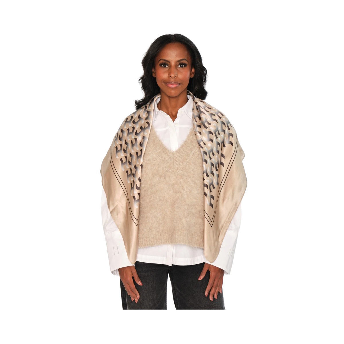 Froya Silk Scarf Large - Beige