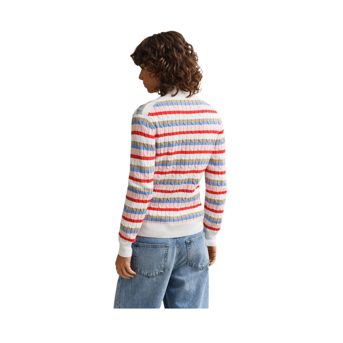 Stretch Cotton Cable Stripe Cardi - Multicolor
