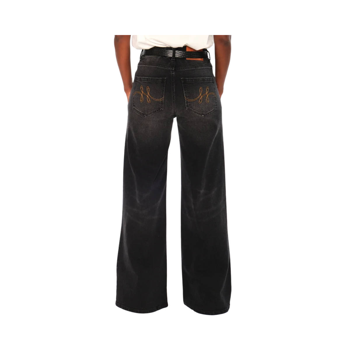 Irina Wide Leg - Medium Wash Black Denim