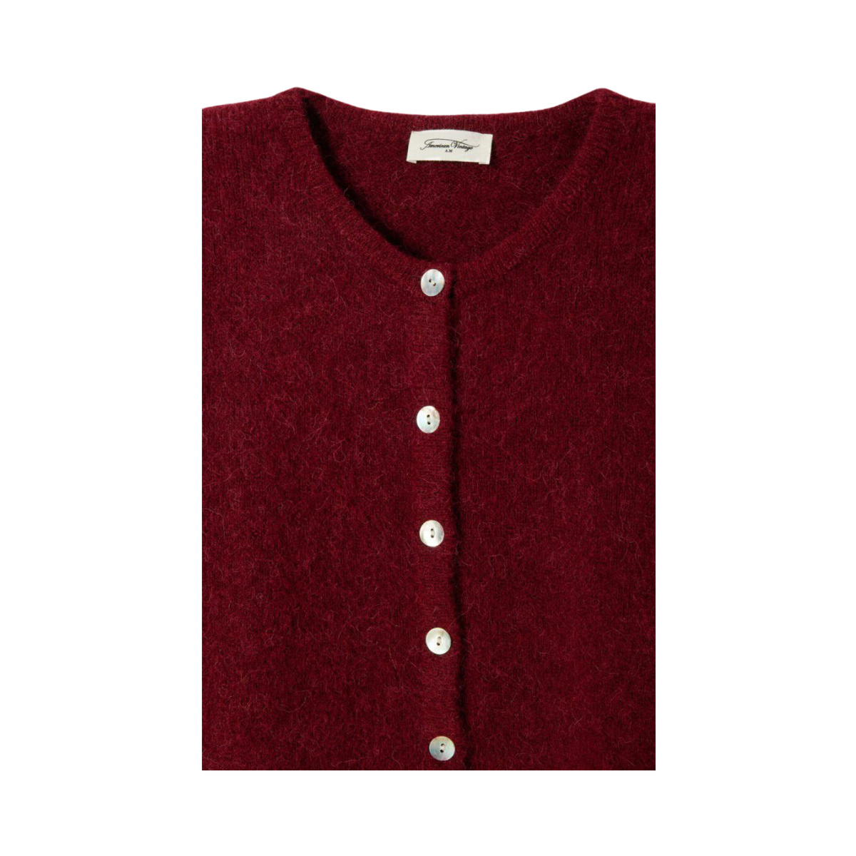 Gilet Court Ml Col Rond Boutonne - Cerisier Chine