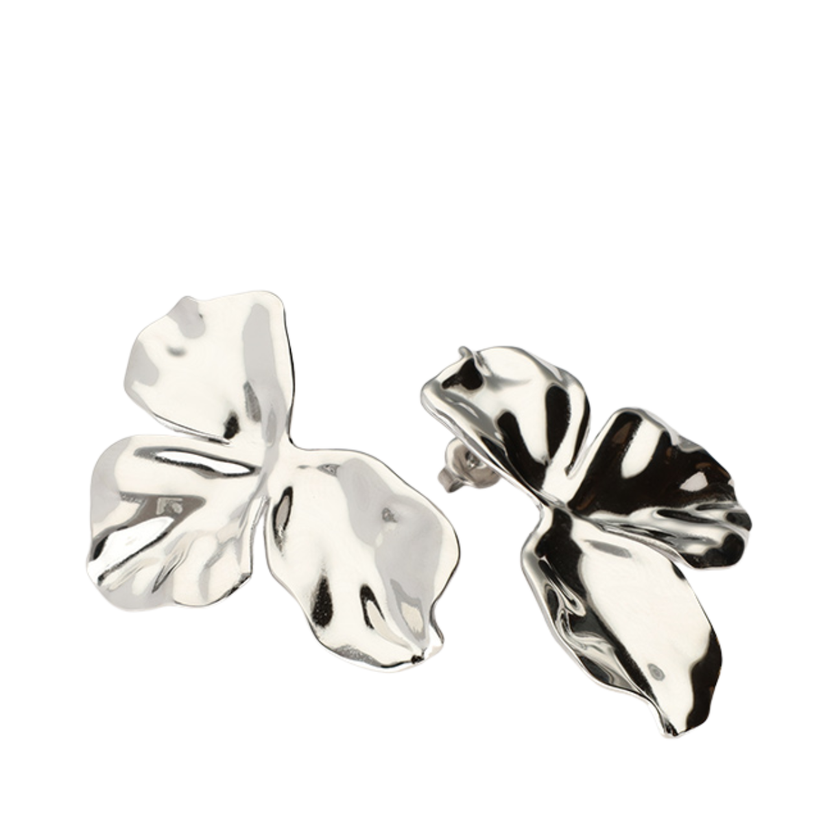 Earrings half flower - Silver