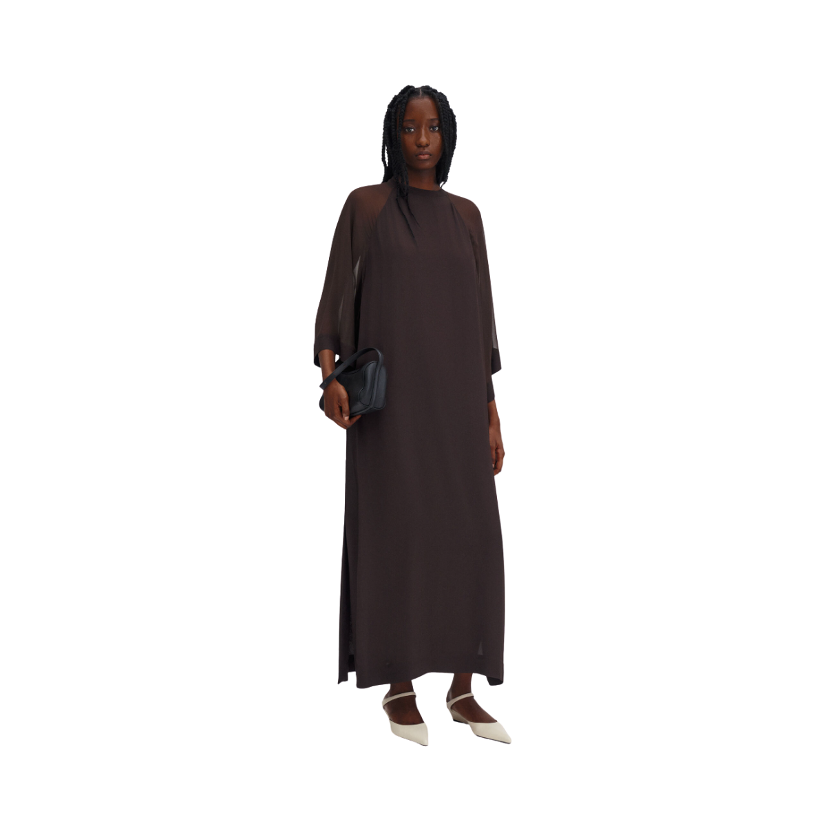 Sheer Raglan Kaftan - Dark Chocolate