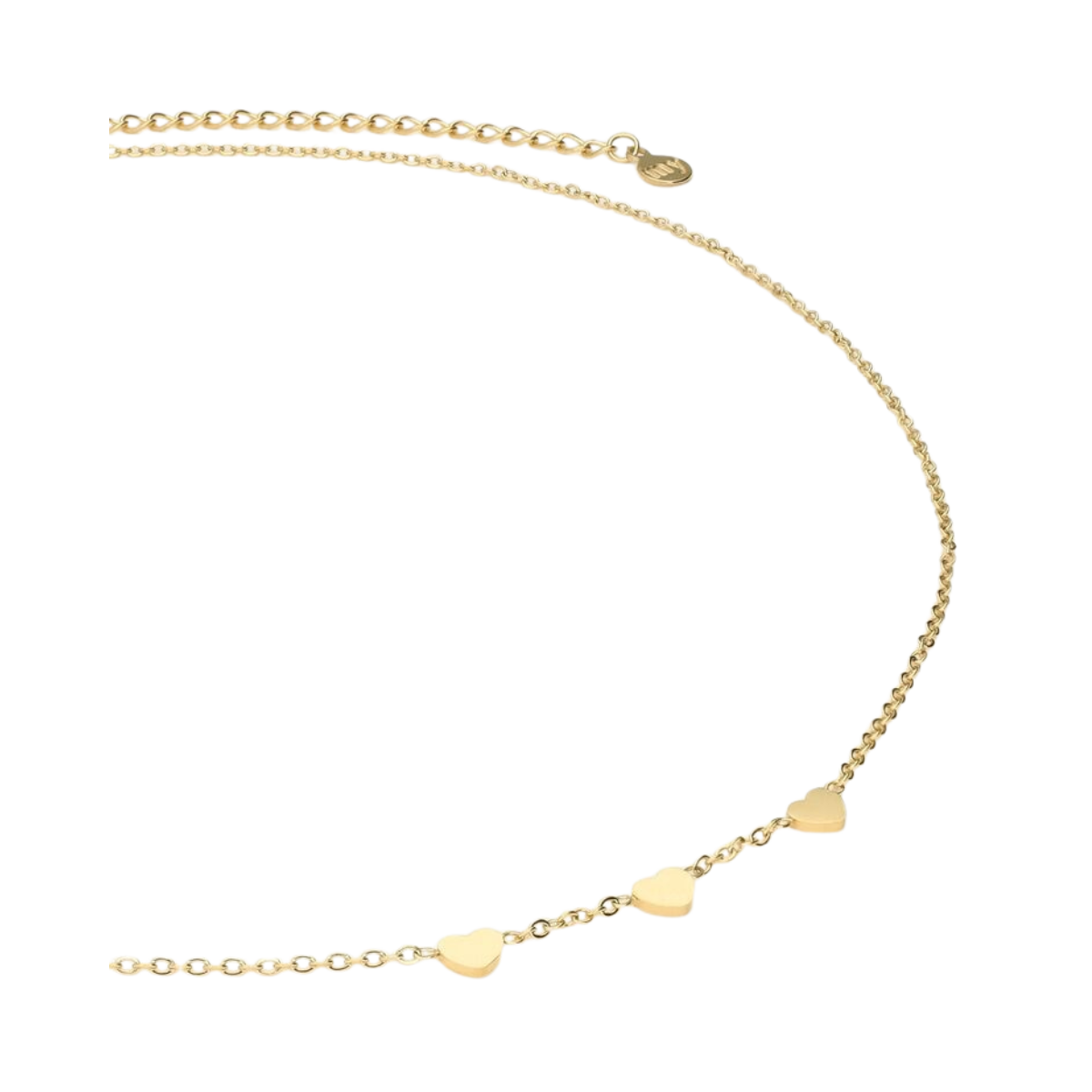 Necklace With Three Hearts - Gold