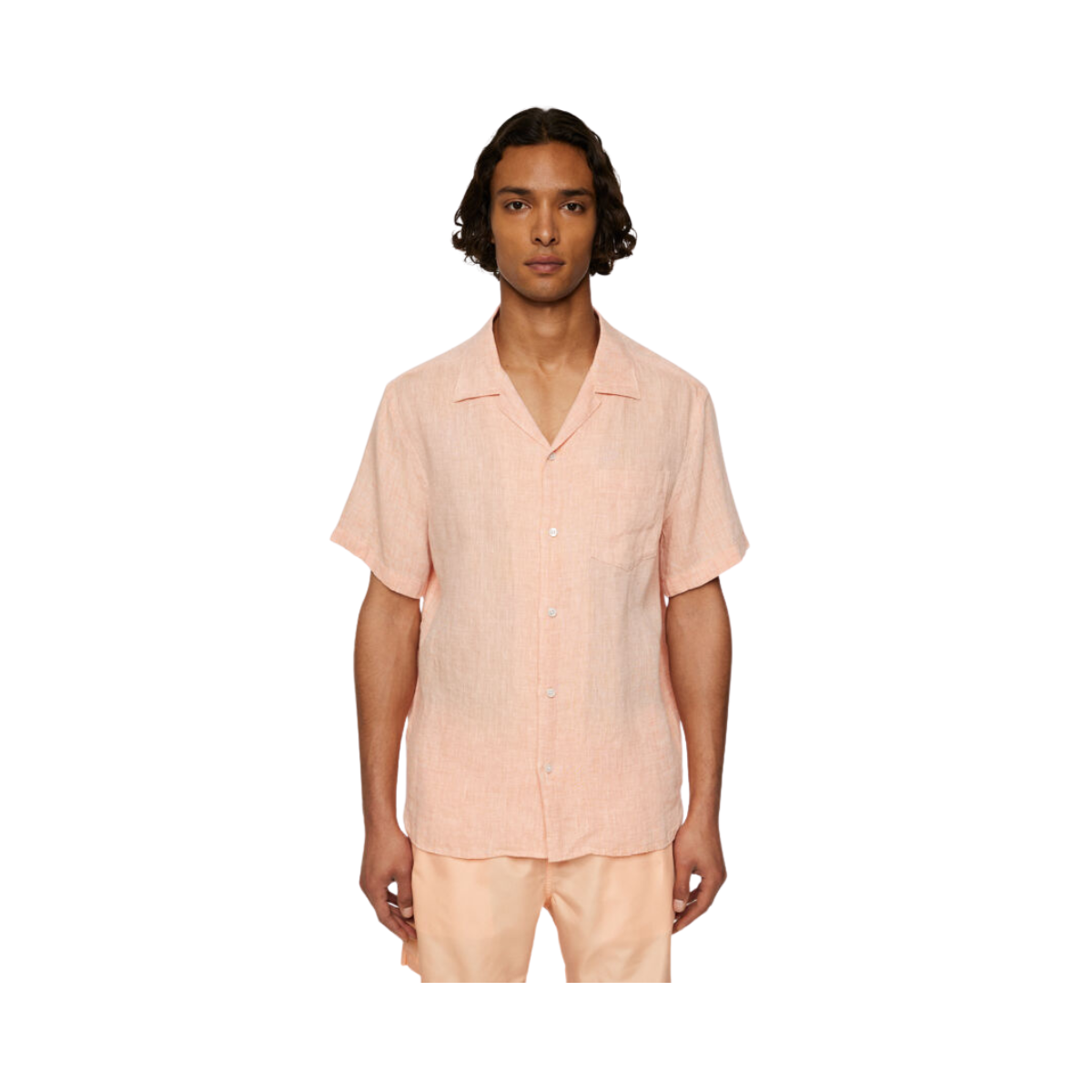 Elio Linen Melange Shirt - Mock Orange