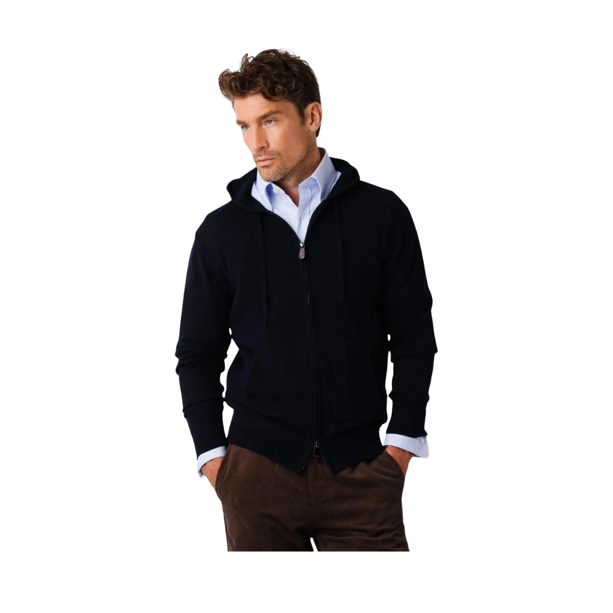Cashmere Blend Hoodie - Navy