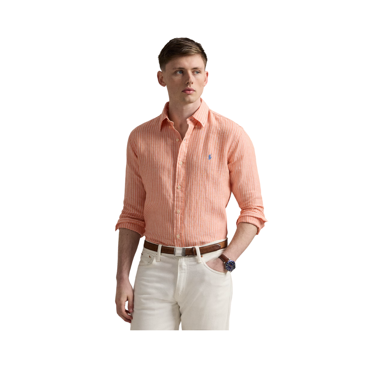 Long Sleeve Sport Shirt - Poppy/White