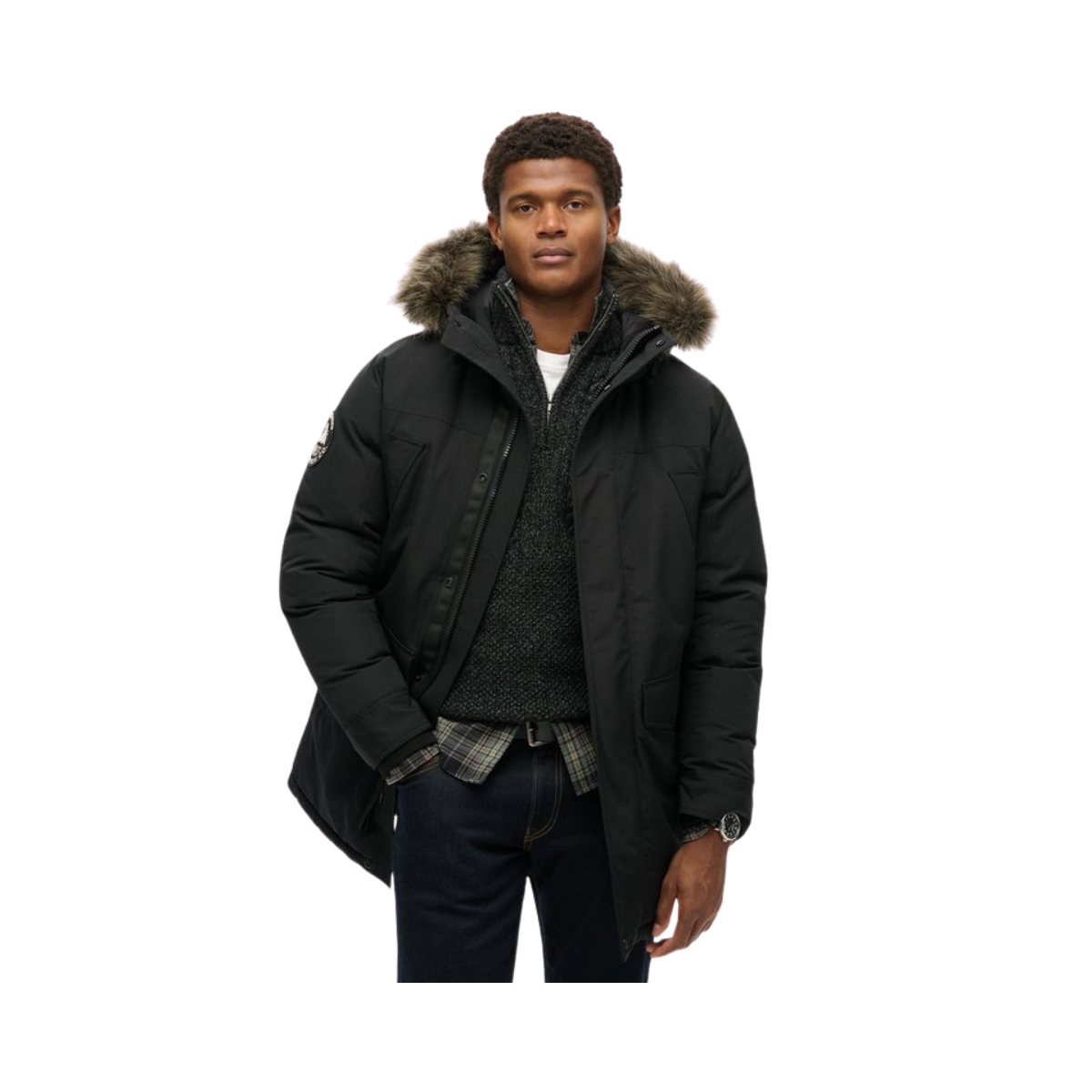 Everest Faux Fur Parka Jacket - 12A Jet Black
