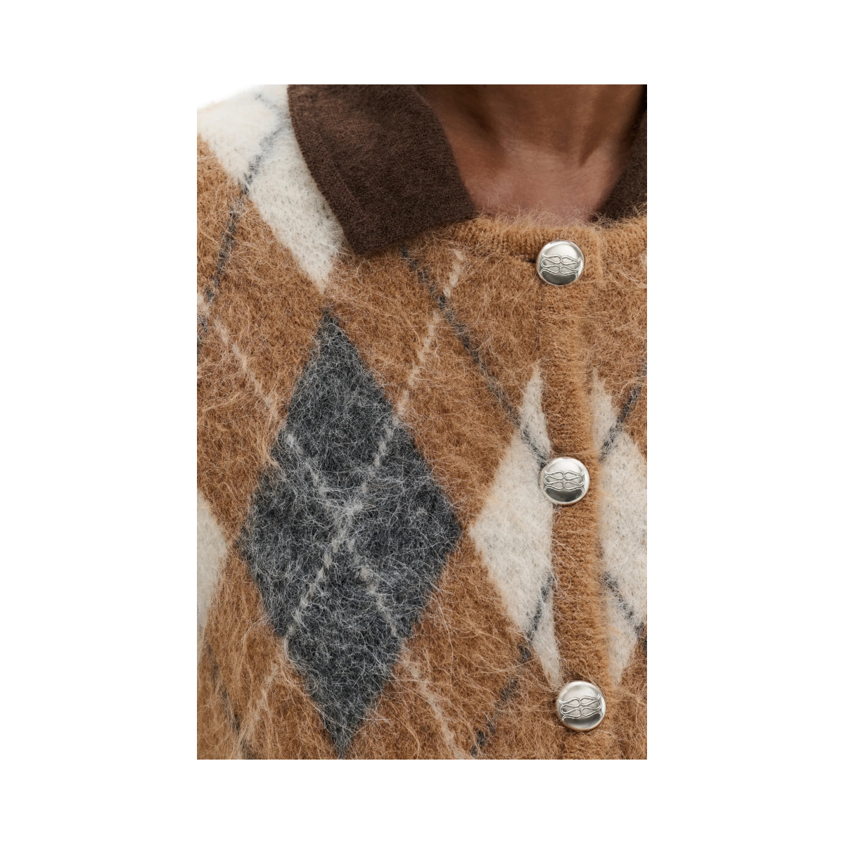 Aislinn Cardigan - Camel Argyle Checks