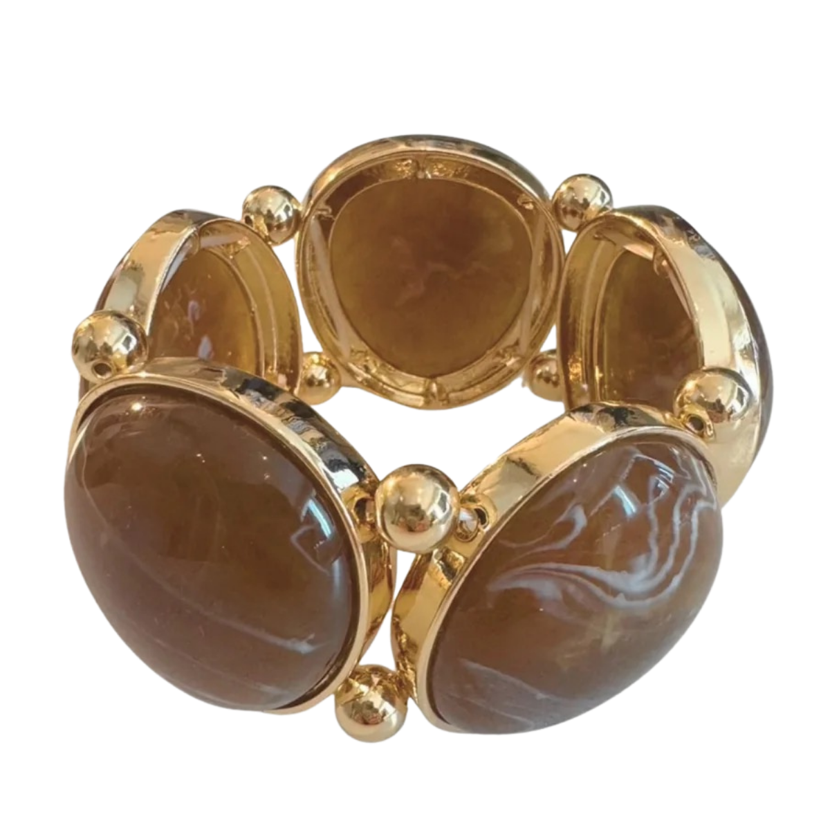 Vala Elastic Bracelet - Gold With Brown