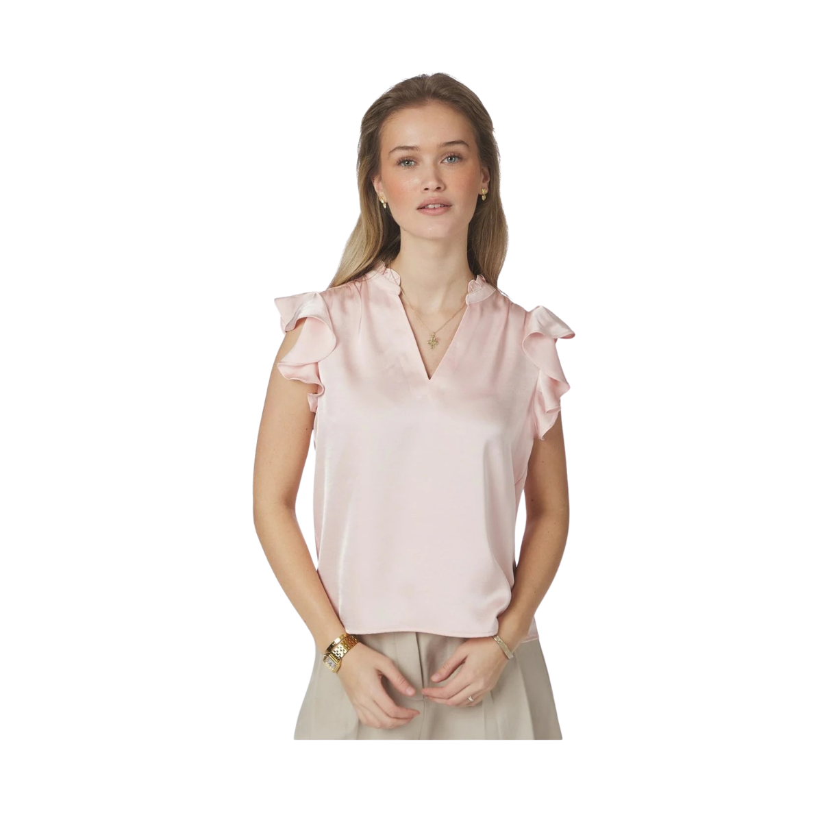 Stella Heavy Sateen Blouse - Light pink