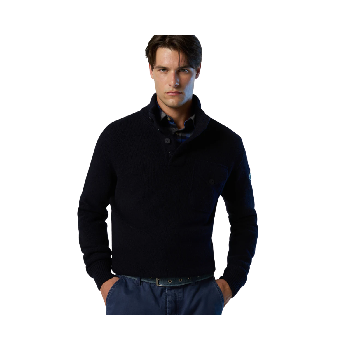 Half Buttons 5GG Knitwear - Navy Blue