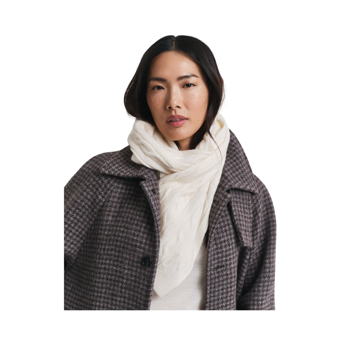 Wool Cable Scarf - Cream