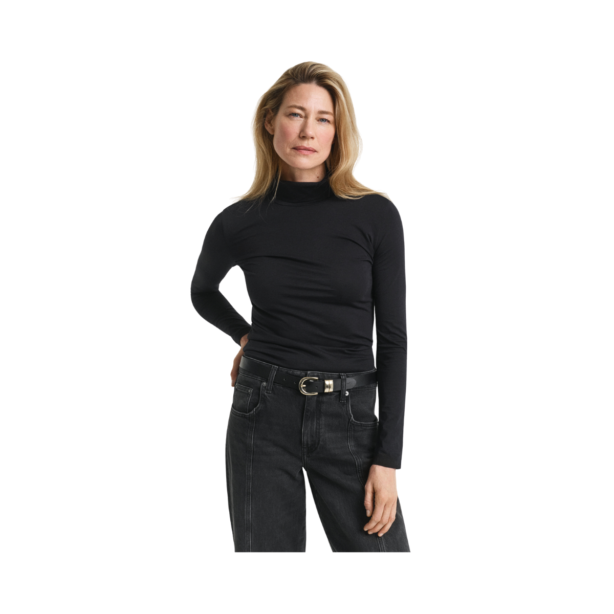 Light Cotton LS Turtleneck - Black