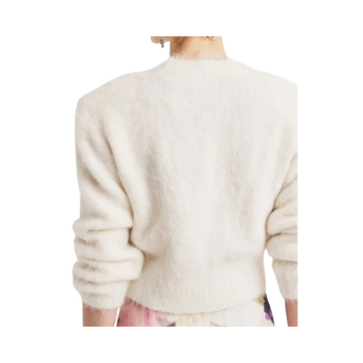 Hairy Knit Fitted Sweater - 001 Off White