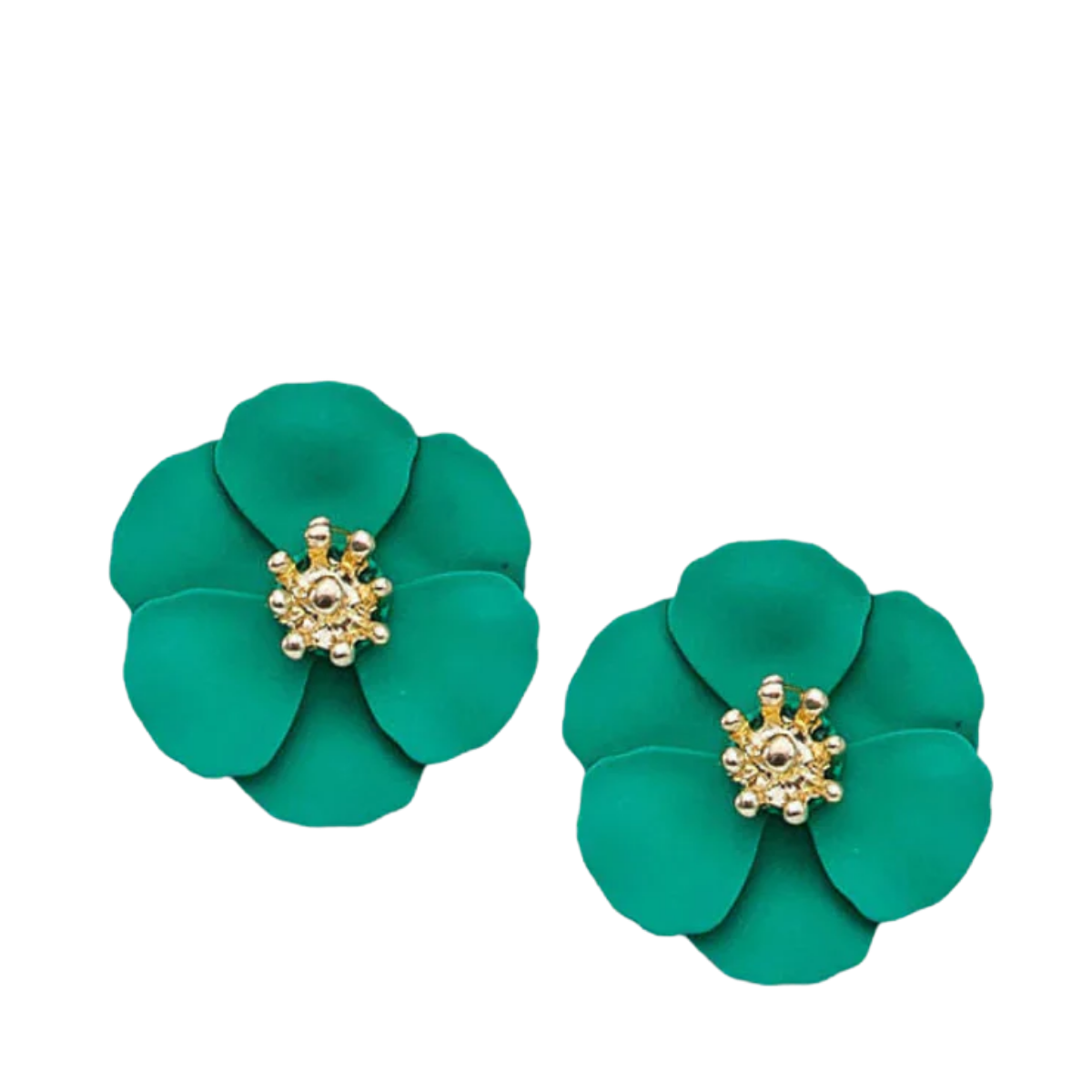Flower Small Earrings - Strong Green
