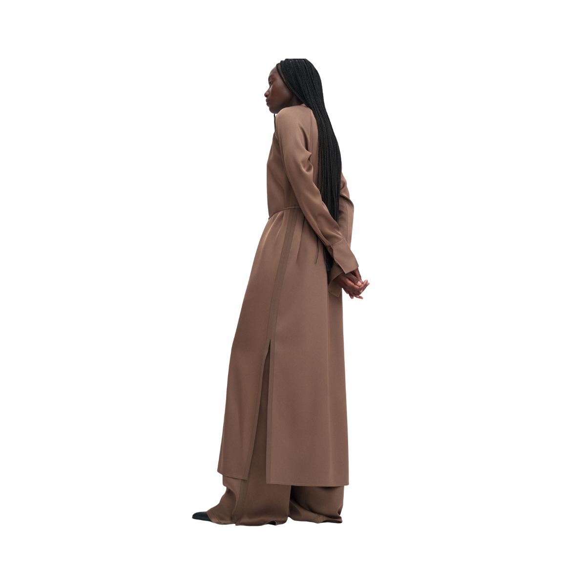 Gathered Raglan Dress - Oak Brown