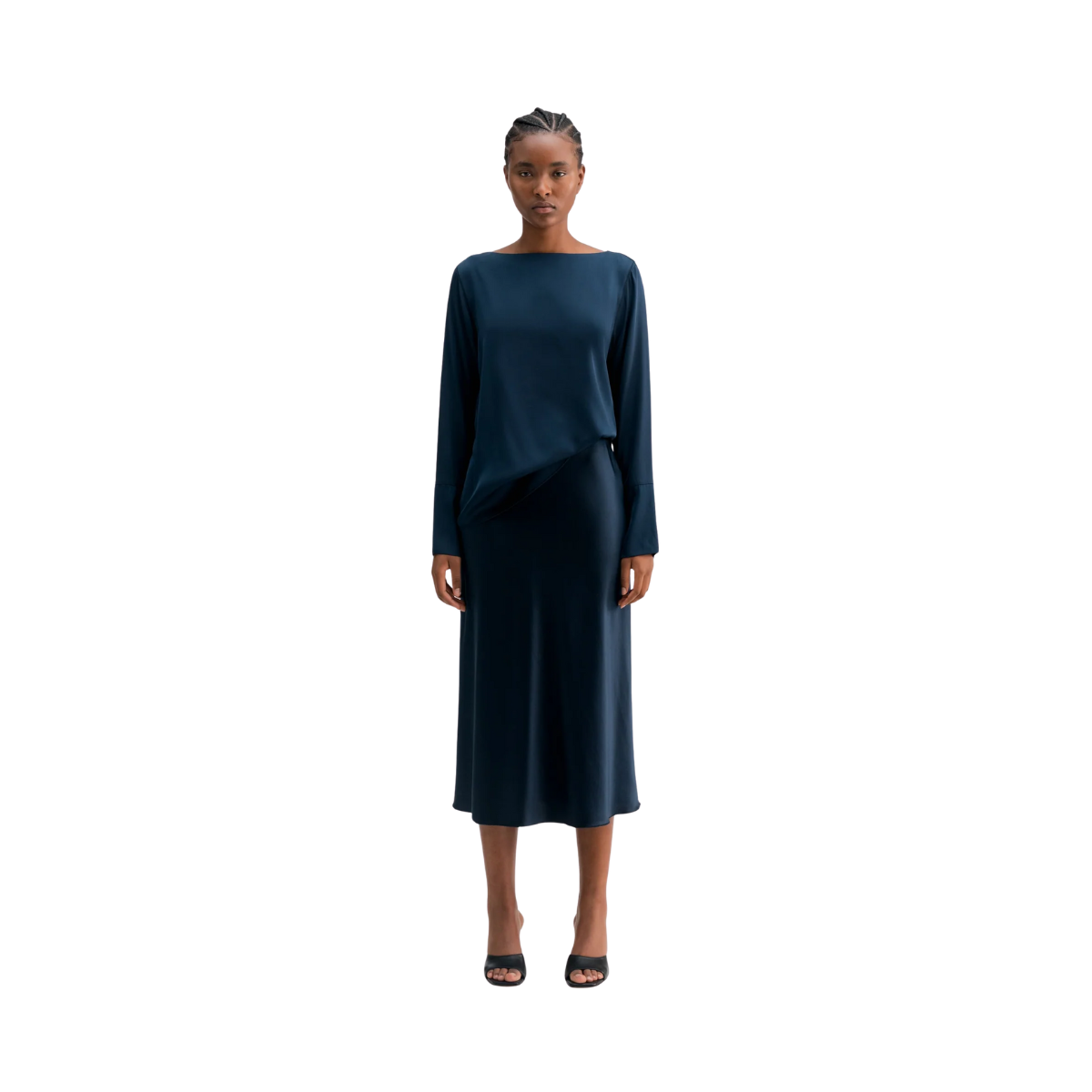 Hana Satin Skirt - Midnight Blue