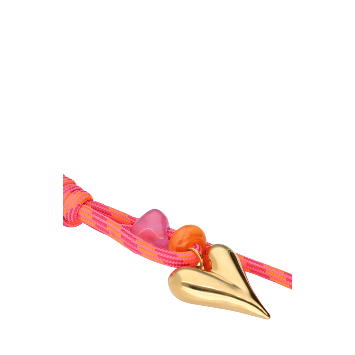 Key Chain Heart Pink Cord - Gold