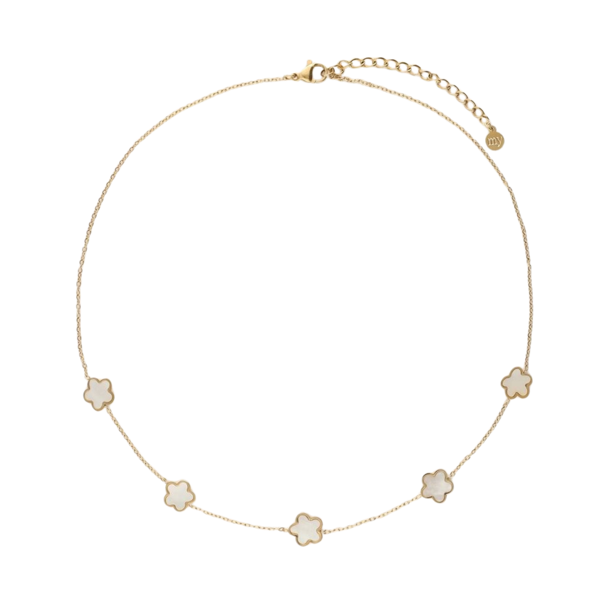 Necklaces 5 flowers pearl - 1200 Gold